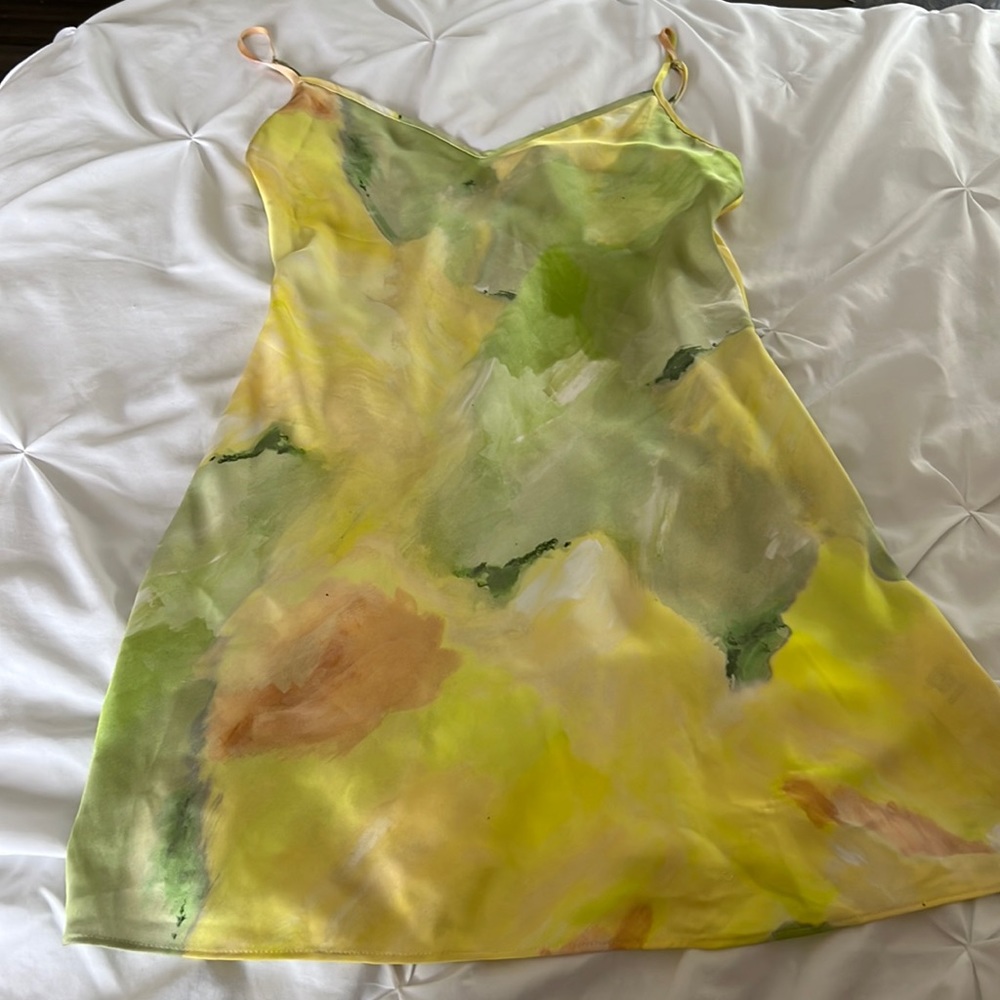 water color slip dress